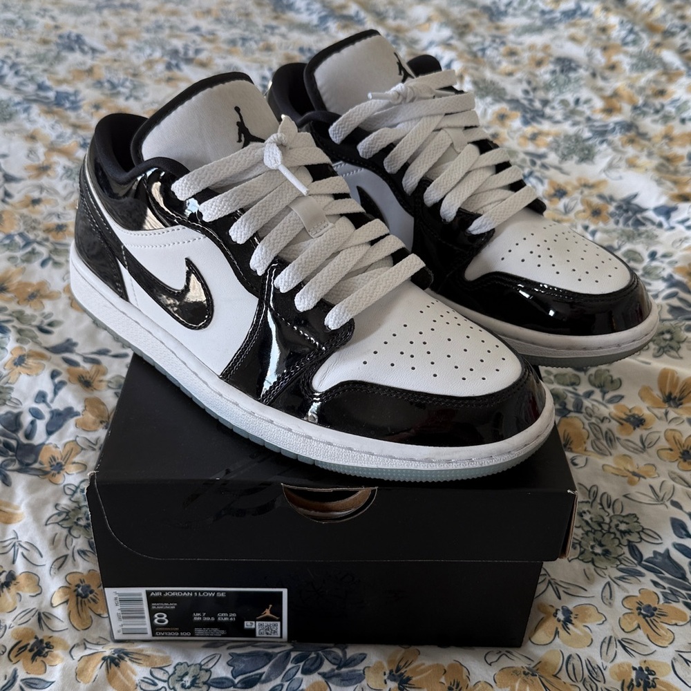 Nike Air Jordan 1 Low Black White Patent Sneakers